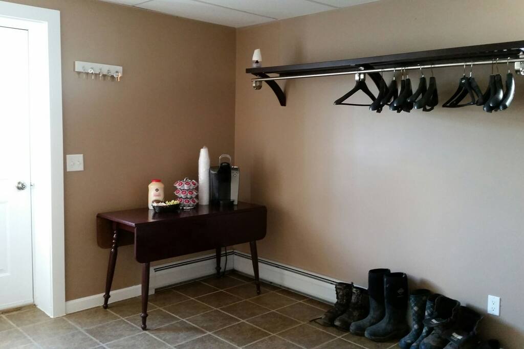 Entry way. Boots/Coats/Helmet room, Coffee and Continental breakfast area.