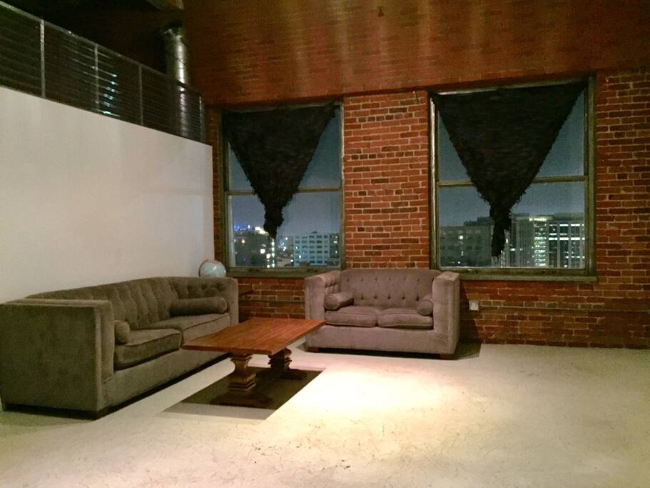Living room with the view of Downtown Los Angeles