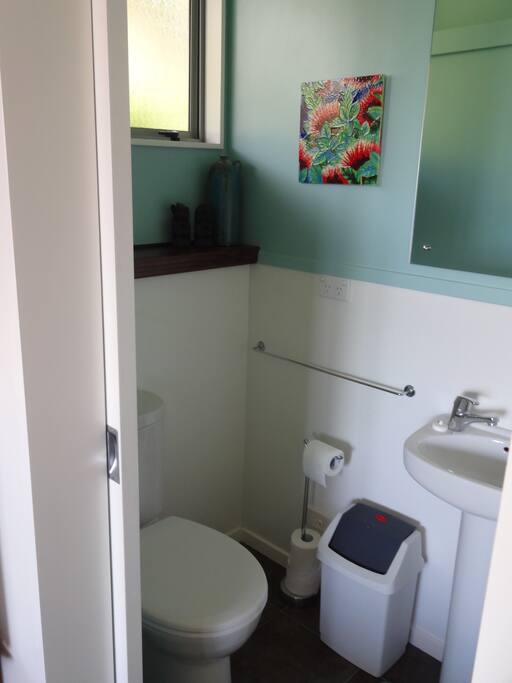 Private bathroom with shower.
