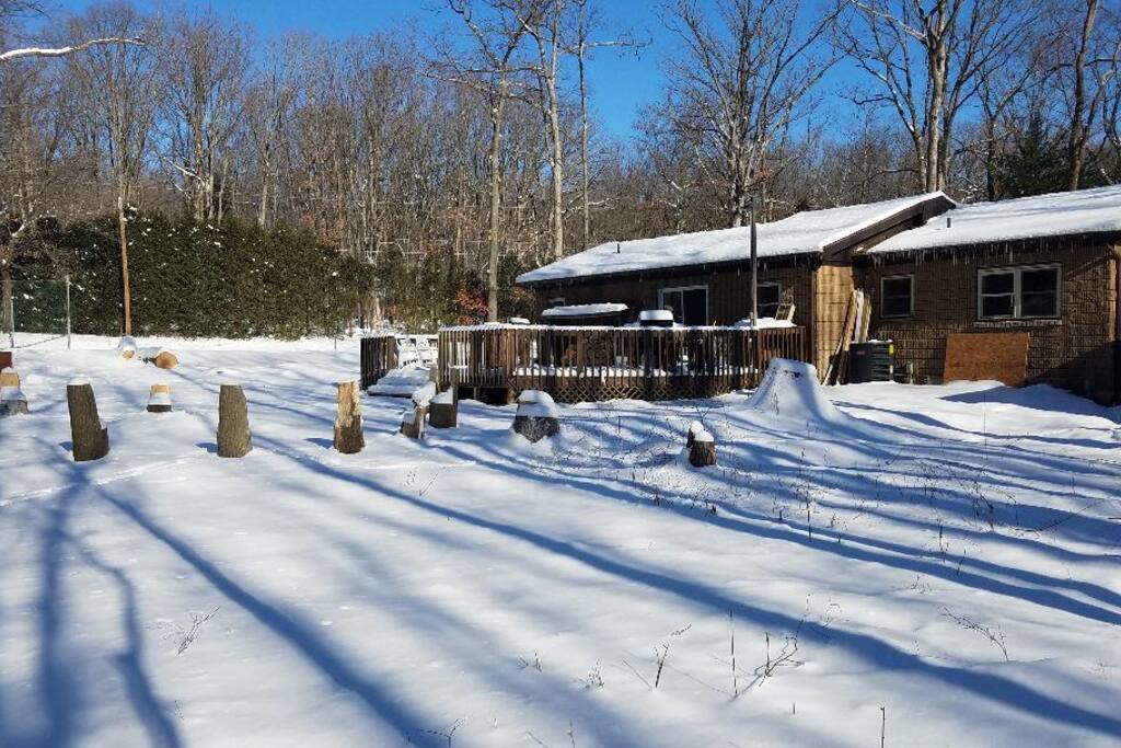 back of a home with a fire pit
