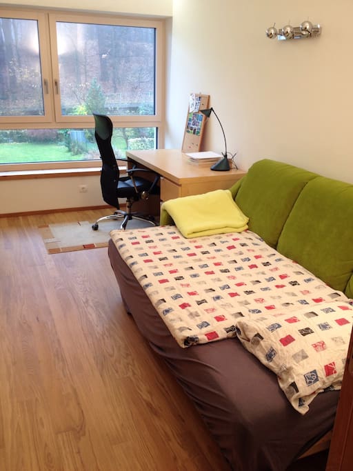 Your room: extendable sofa (1 person), extra mattress on the floor for 2nd person
