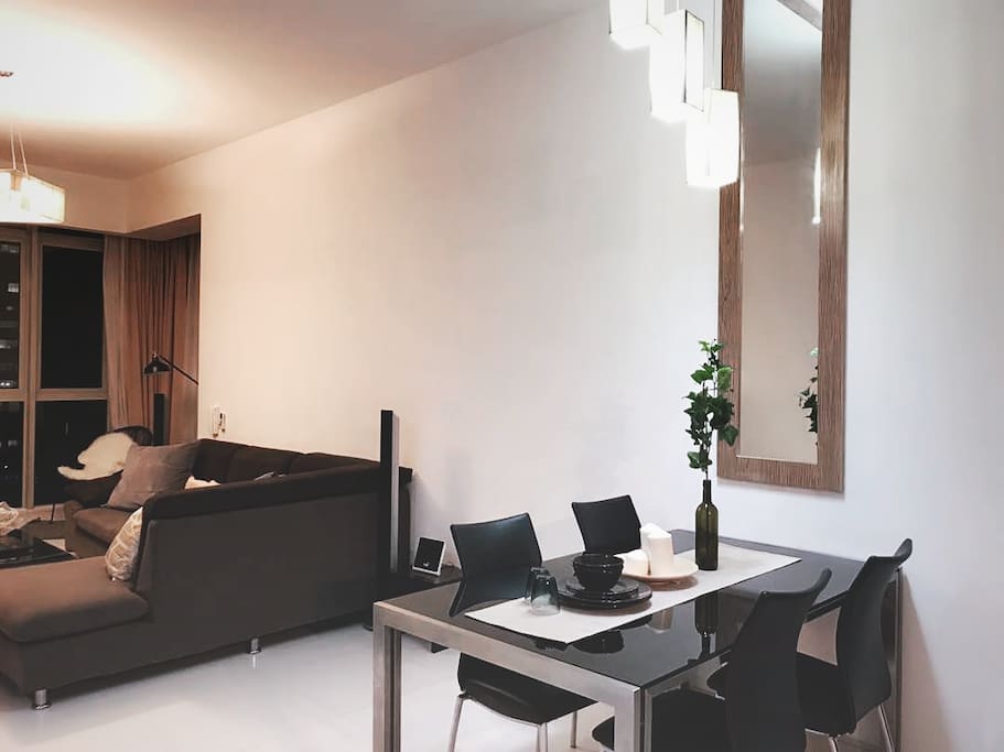 Living room and dining room