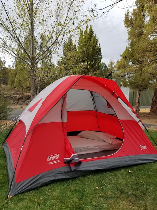 Our tent (and, air mattresses) are available for a one time set-up fee of $15....we'll have it all set up and ready for you when you arrive.