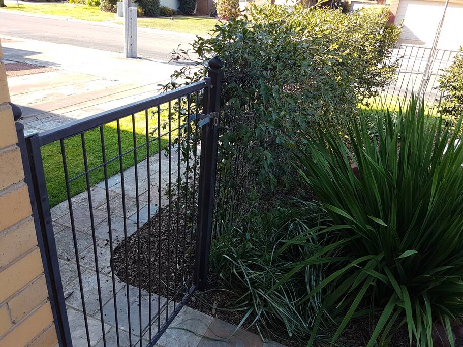 Off street parking and private entry gate