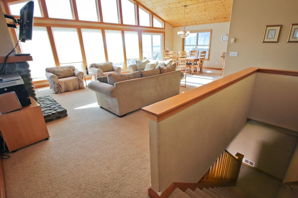Stairs leading to upper level living area.