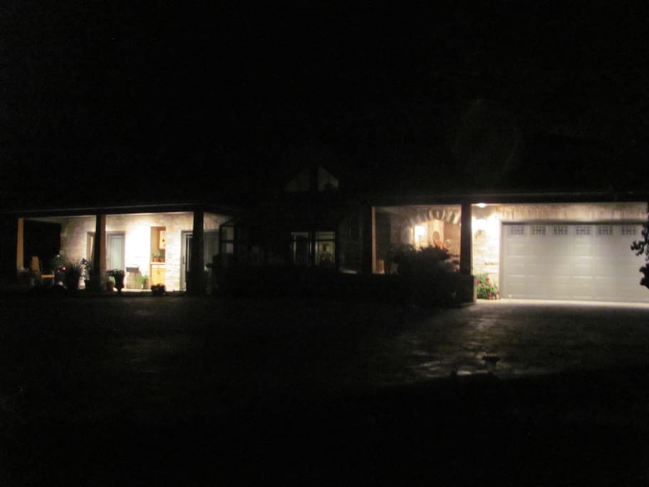 Front of house at night