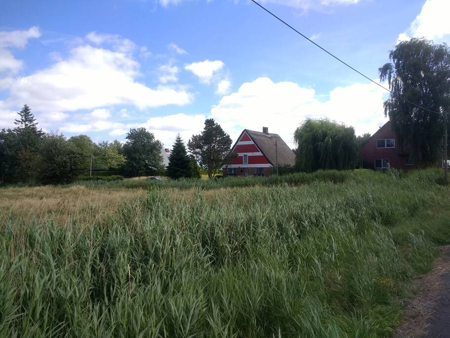 Der Blick auf das Haus von der einzigen Zugangsstraße aus