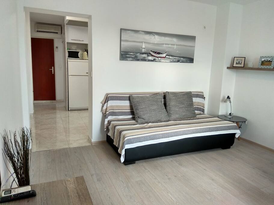 Spacious living room with two sofas