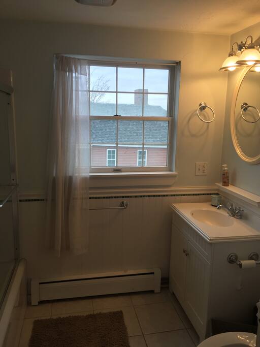 Full well-lit bathroom