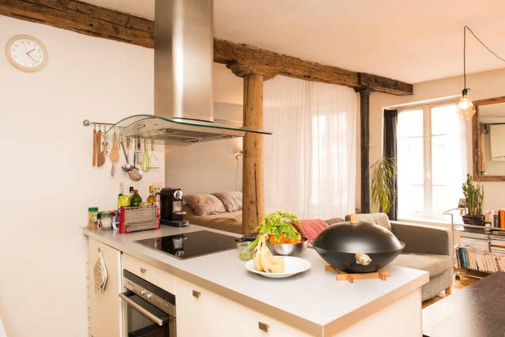 Living space + kitchen
