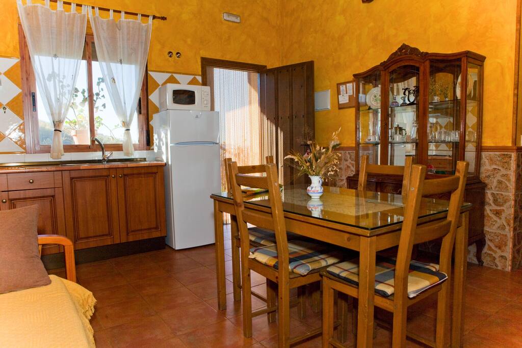 Salón con cocina americana.