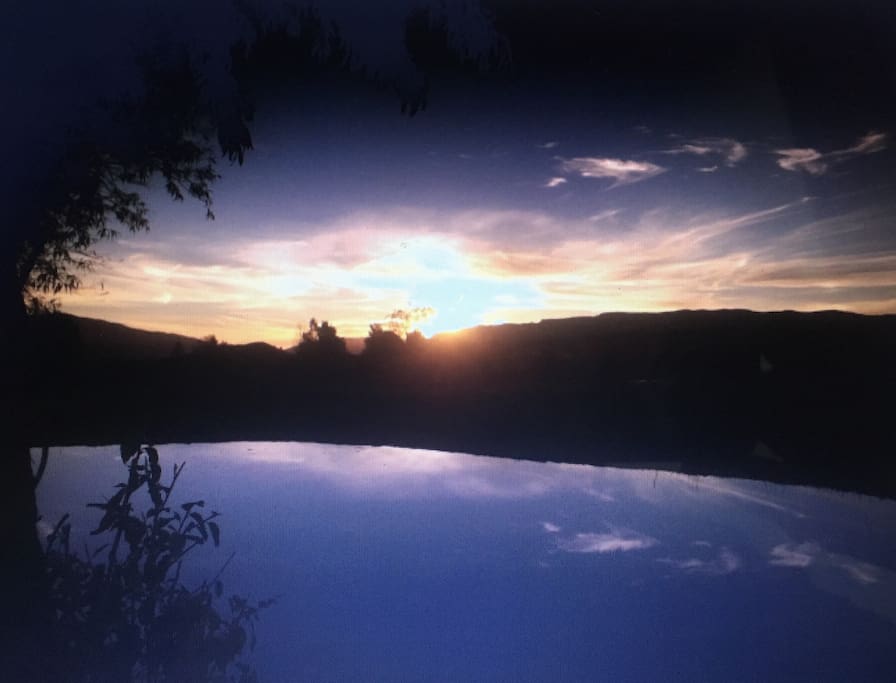 Sunset over the pond from the beach