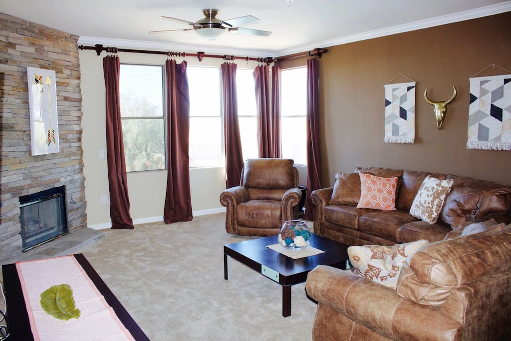 Living Room with Sofa, Love Seat, and Recliner
