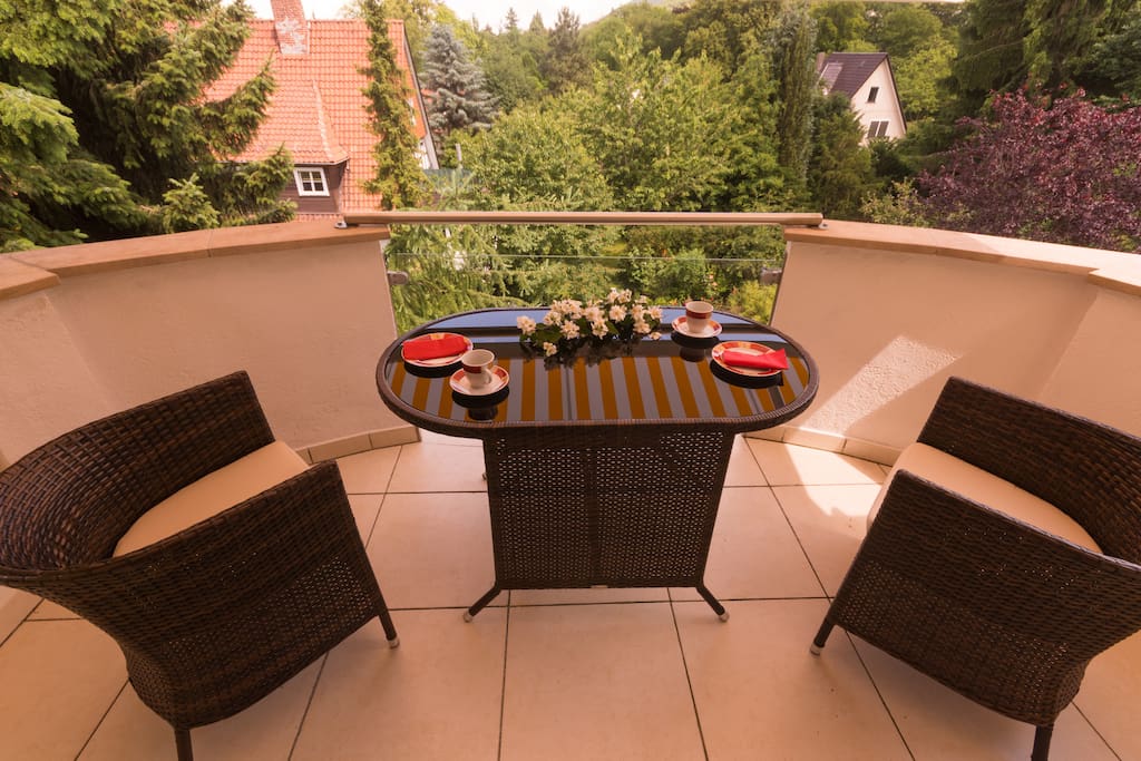 Unser Frühstücksbalkon, da hier die Sonne aufgeht (Ostbalkon)