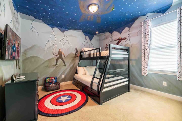 Marvel's Avengers Themed Bedroom (Suite 7) - bunk bed with trundle