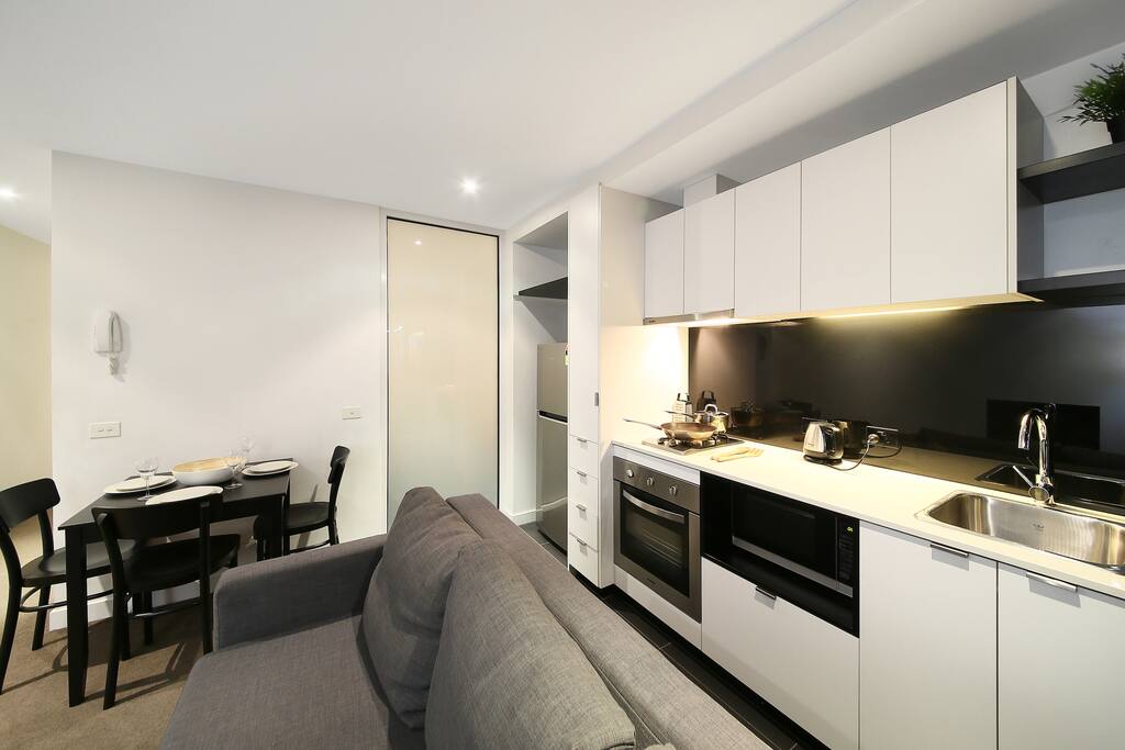 A fully decked & equipped kitchen.