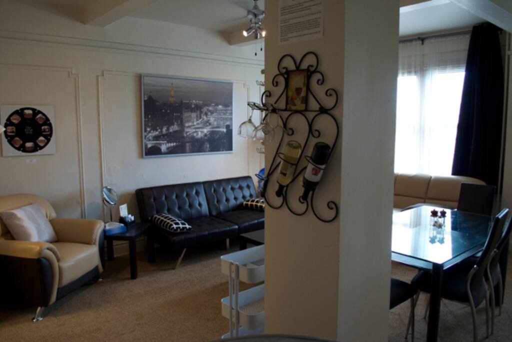 LIVING ROOM: View of the the living room from the Foyer.