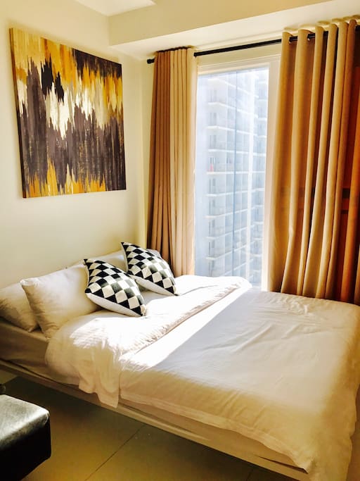 A comfy queen size bed for your sleeping needs.