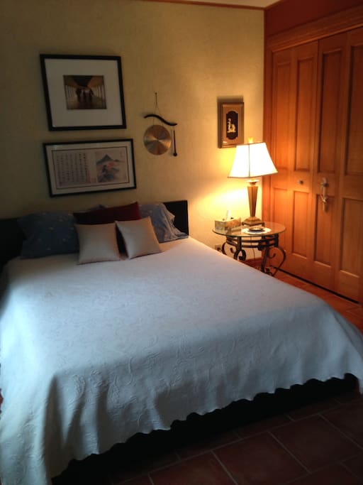 Sleep well in a quiet space with room darkening curtains and little to no outside light pollution!