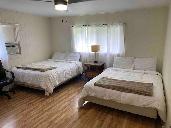 Chambre #1, chambre principale 2 lits queen, aussi sur matelas de sol dans le placard