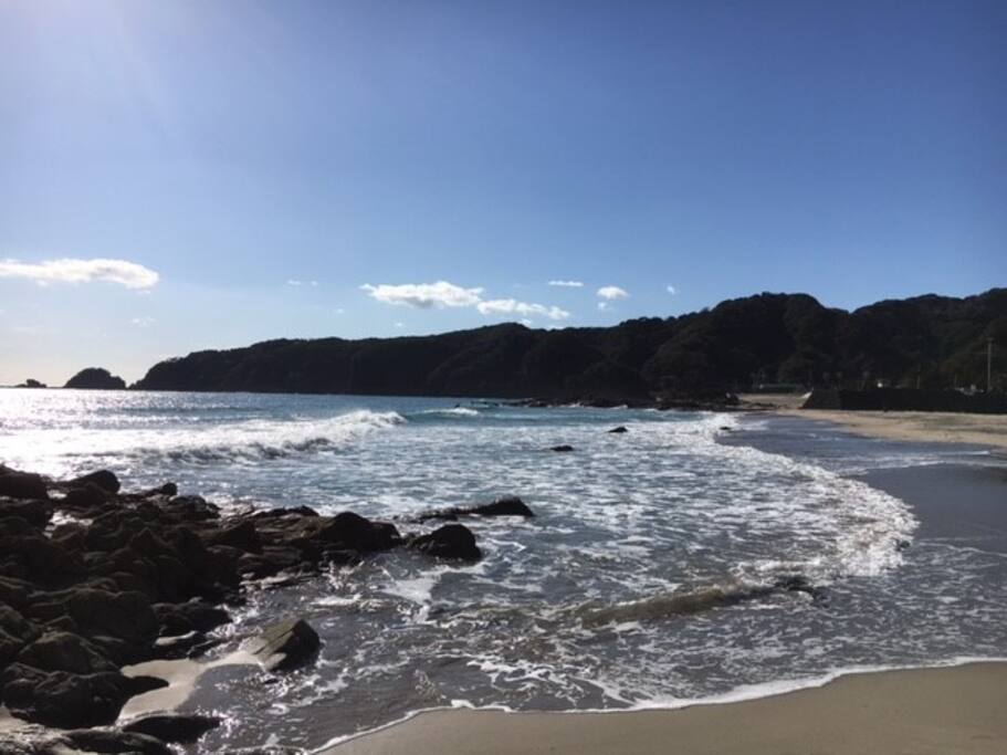 Beach less than 5 mins walk