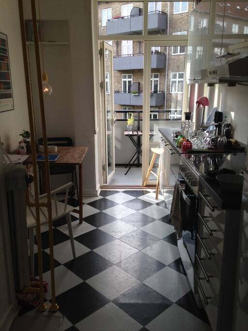 kitchen with balcony