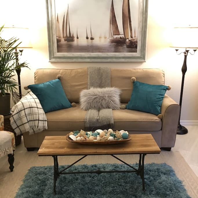 Couch-bed in the living area.