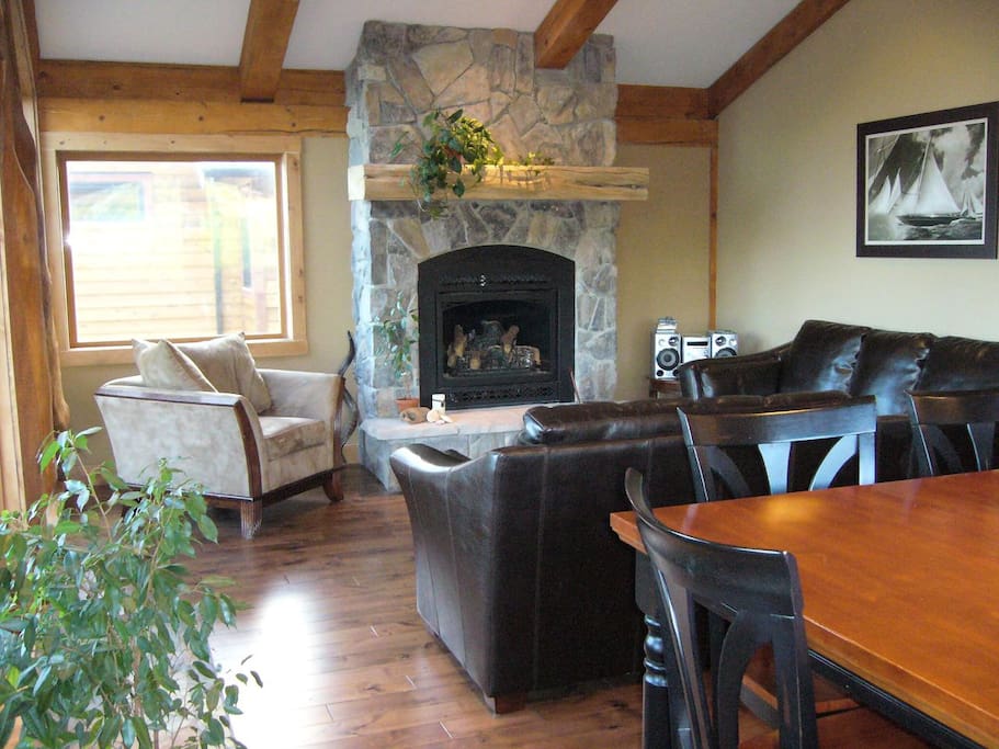 Cozy fireplace with comfy seats