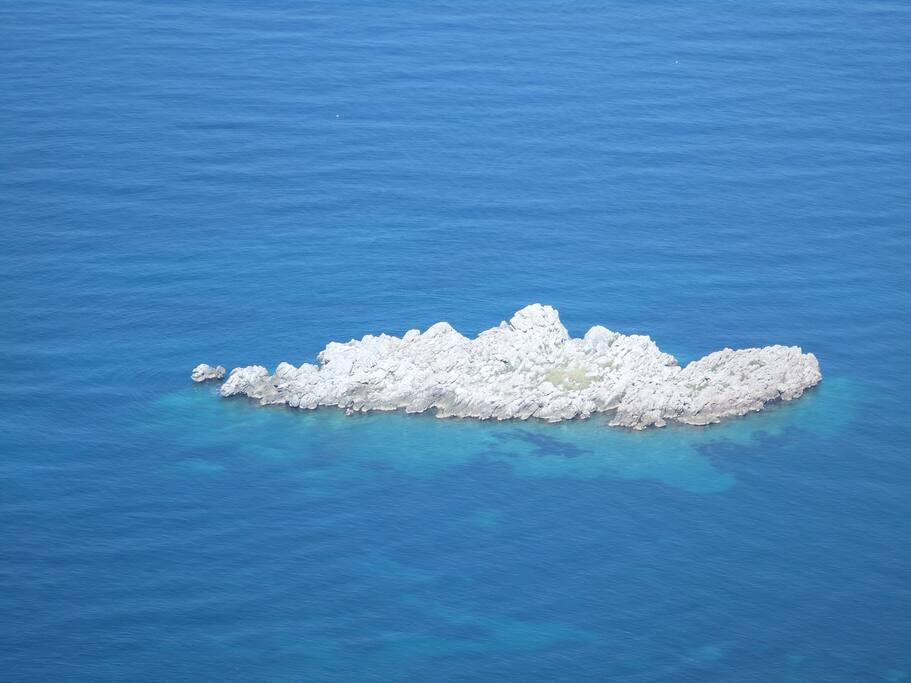 A small island that overlooks studio Honeymoon.