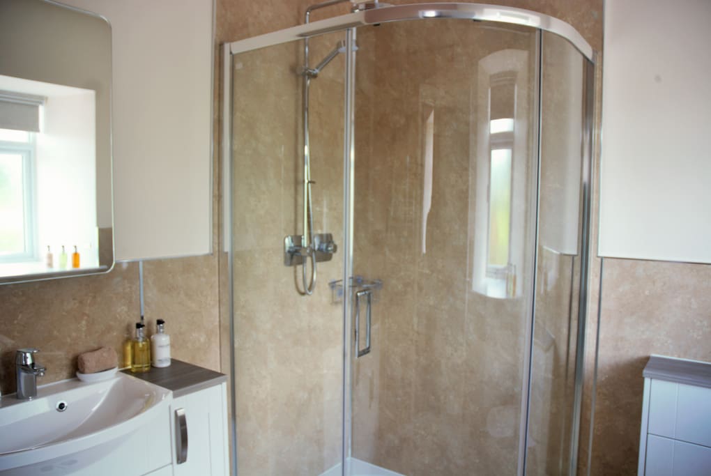 En-suite with with W.C, Shower cubicle and wash-hand basin