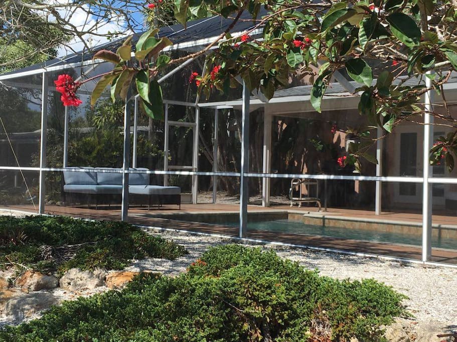 Lanai with the pool