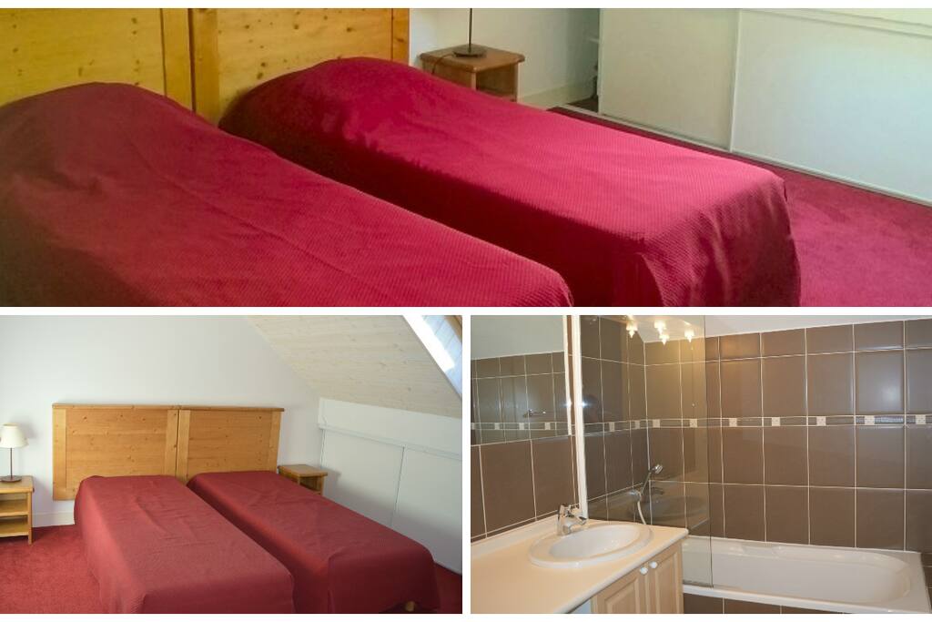 Les 2 chambres et la salle de bain de l'étage