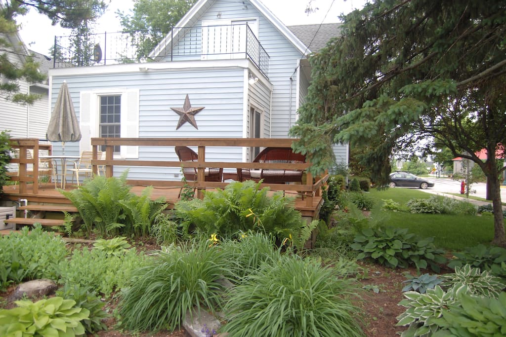 Relax on the backyard deck - Weber Grill and Fire pit