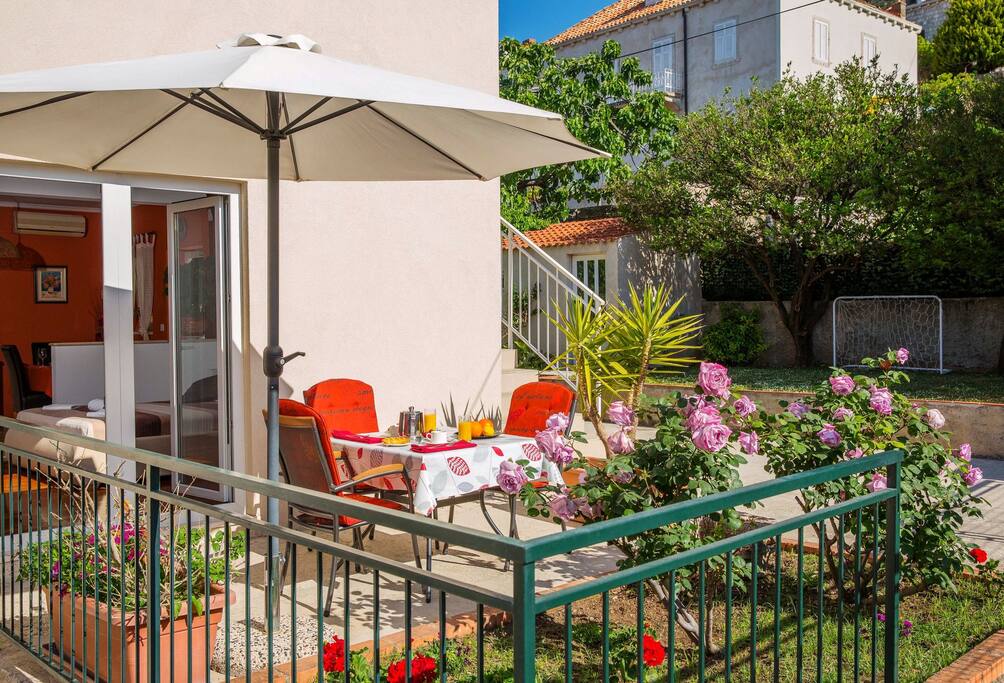 Large terrace and garden