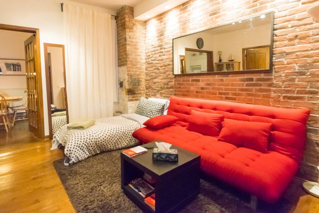 1 L shaped sofa = 1 twin bed & 1 double bed