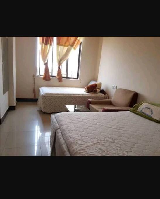 One of the double beds(double room)