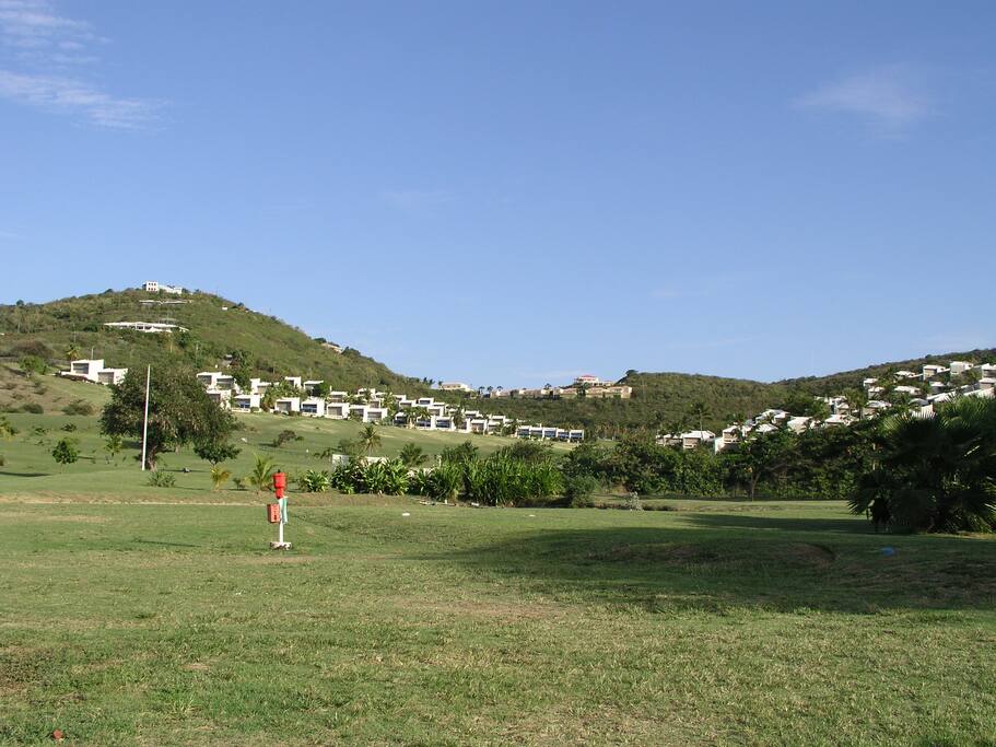 Hole 1 and the view to the one-bedroom condos