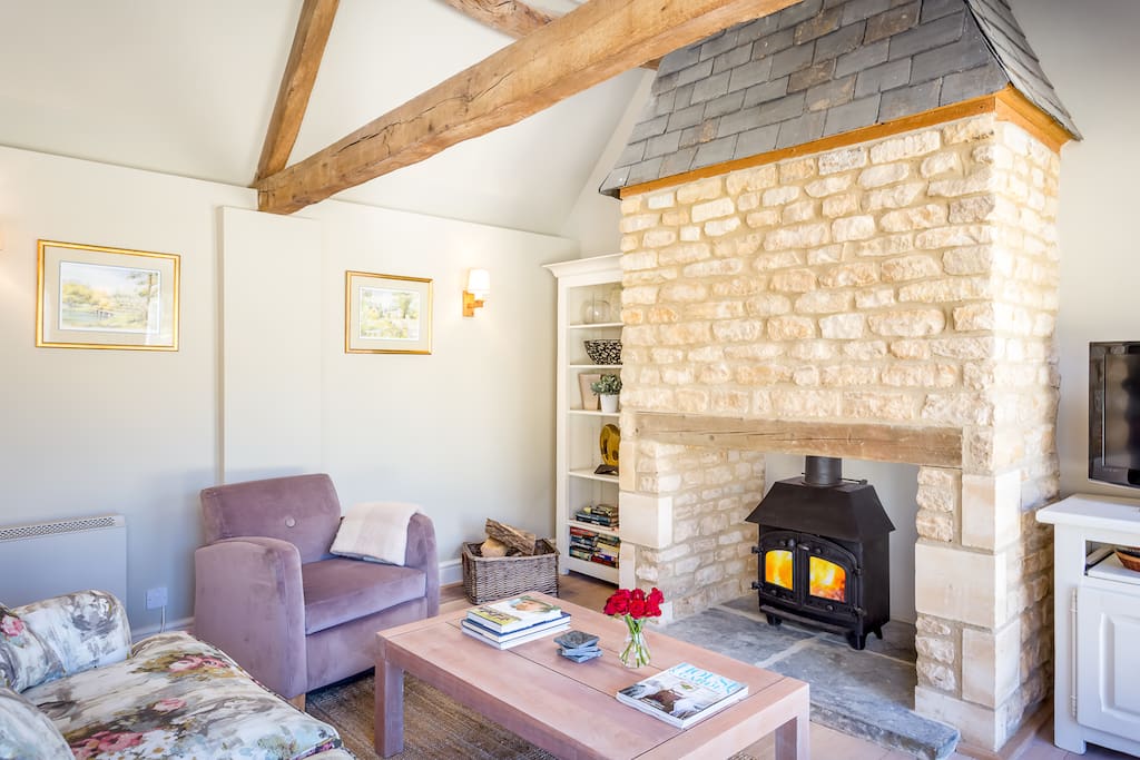 woodburner and seating area