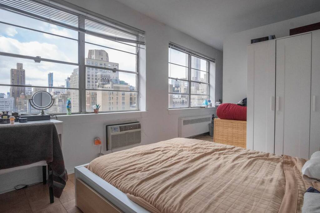 Large and bright bedroom.