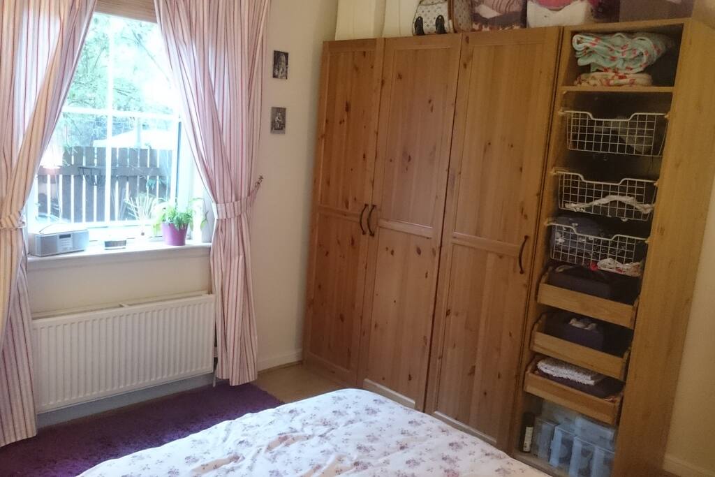 The bedroom and wardrobes. There will be space here for you to store clothing.