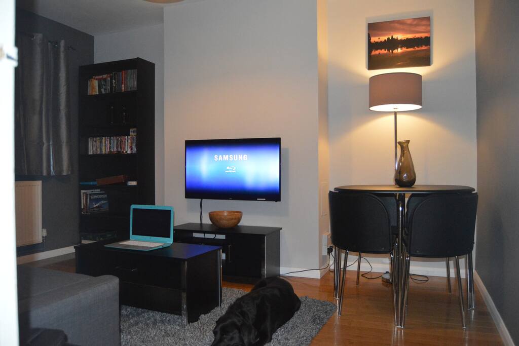 Living room, TV, dining table