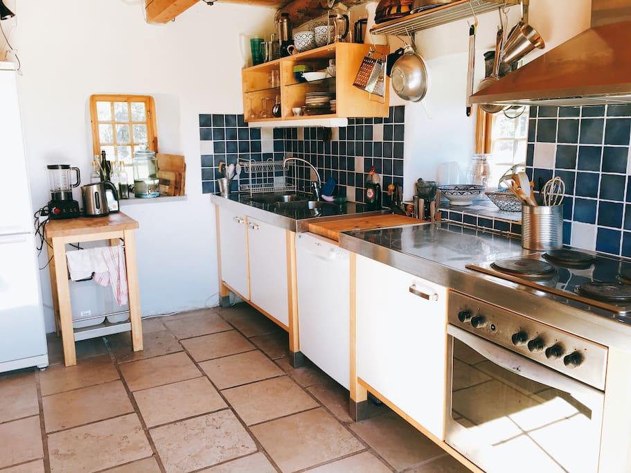 Kitchen is by the entrance, well-equipped kitchen (we love cooking).