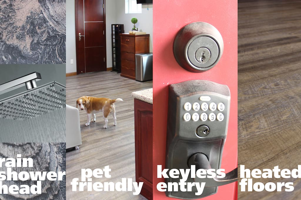 No need to arrange arrival time with the pin-pad based key; Heated floors throughout; We welcome guests with pets!