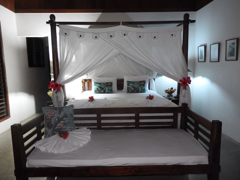 A King bed fit for... well, a King!
Bedroom #1.
