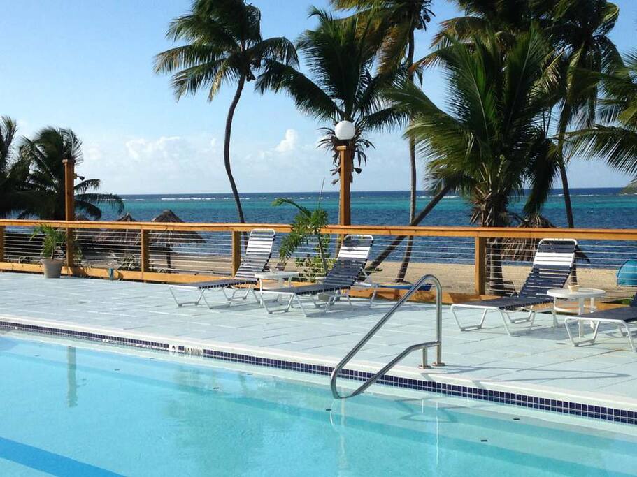 View of pool from restaurant