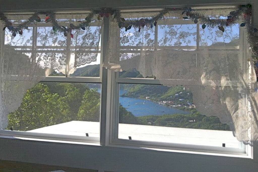 Coral Bay and valley view from bedroom.
