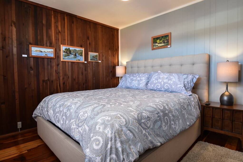 Gorgeous walls clad in Redwood throughout home