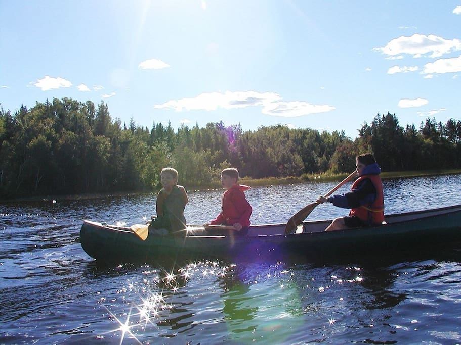 Paddle from your 400 feet of private wild shore on Angevine Lake. Canoe and row boat on site. Swimming amazing!