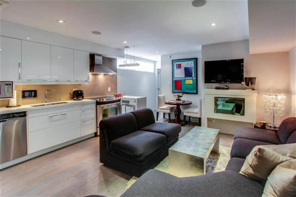 kitchen and living room combined