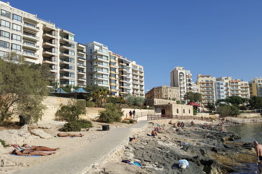View of beach below the apartment